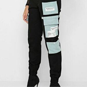 Maniere de Voir Black Pants with Light Blue Denim Pockets